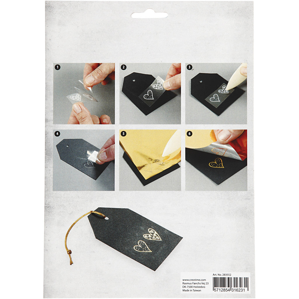 Film décoratif et feuille transfert, coeurs et amour, feuille 15x15 cm, rouge, 2x2 flles/ 1 Pq. [HOB-283552]