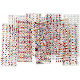 Pierres de strass, d 2-10 mm, feuille 27x9 cm, Le contenu peut varier , 12 flles ass./ 1 Pq. [HOB-28402]