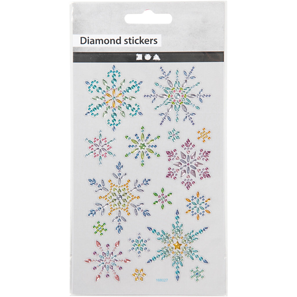 Autocollants diamant, flocons de neige, feuille 10x16 cm, 1 flles [HOB-284033]