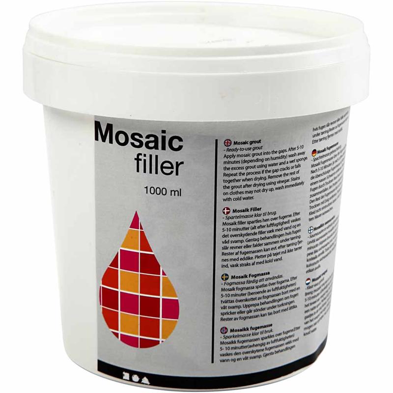 Mastic de Carreaux de Mosaïque, blanc, 1000 ml/ 1 seau [HOB-28455]