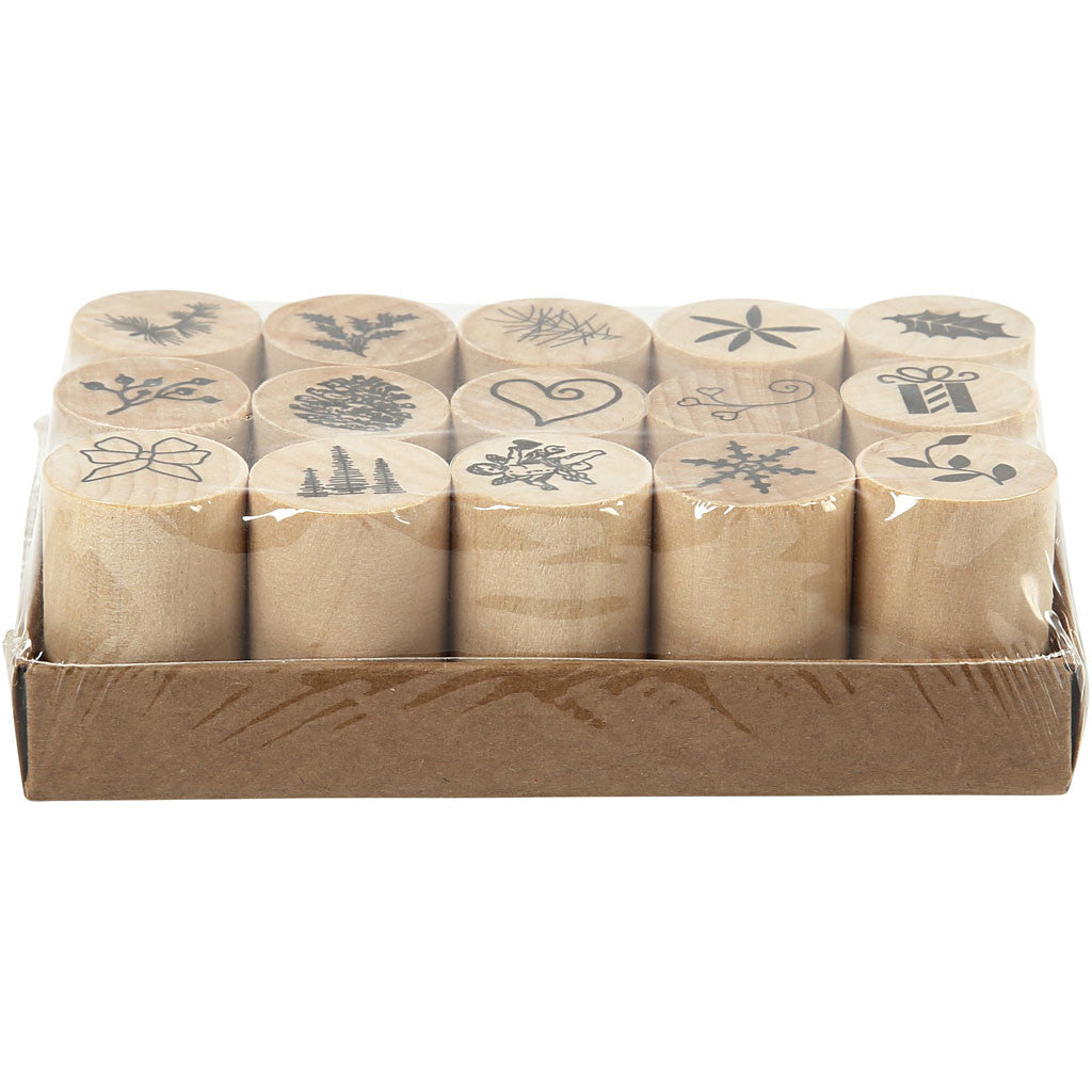 Tampon Timbres Deco Art, Noël, H : 26 mm, d 20 mm, 15 pièces/ 1 Pq. [HOB-28580]