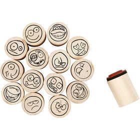Tampon Timbres Deco Art, Smiley, H : 26 mm, d 20 mm, 15 pièces/ 1 Pq. [HOB-28581]