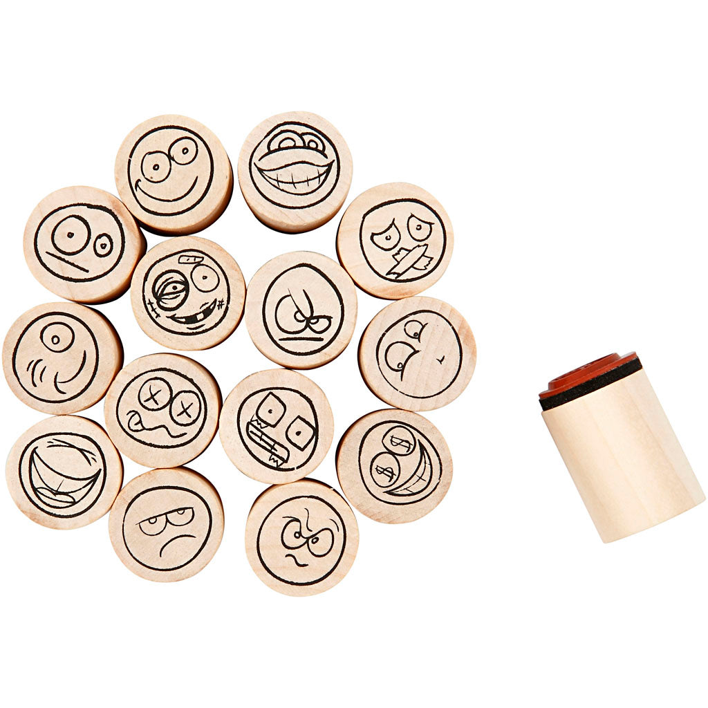 Deco Art Stamps, smiley, H: 26 mm, dia. 20 mm, 15 pc