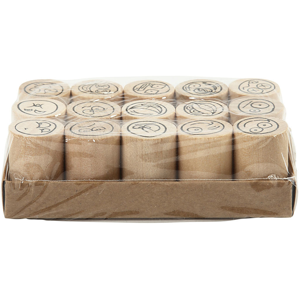 Tampon Timbres Deco Art, Smiley, H : 26 mm, d 20 mm, 15 pièces/ 1 Pq. [HOB-28581]