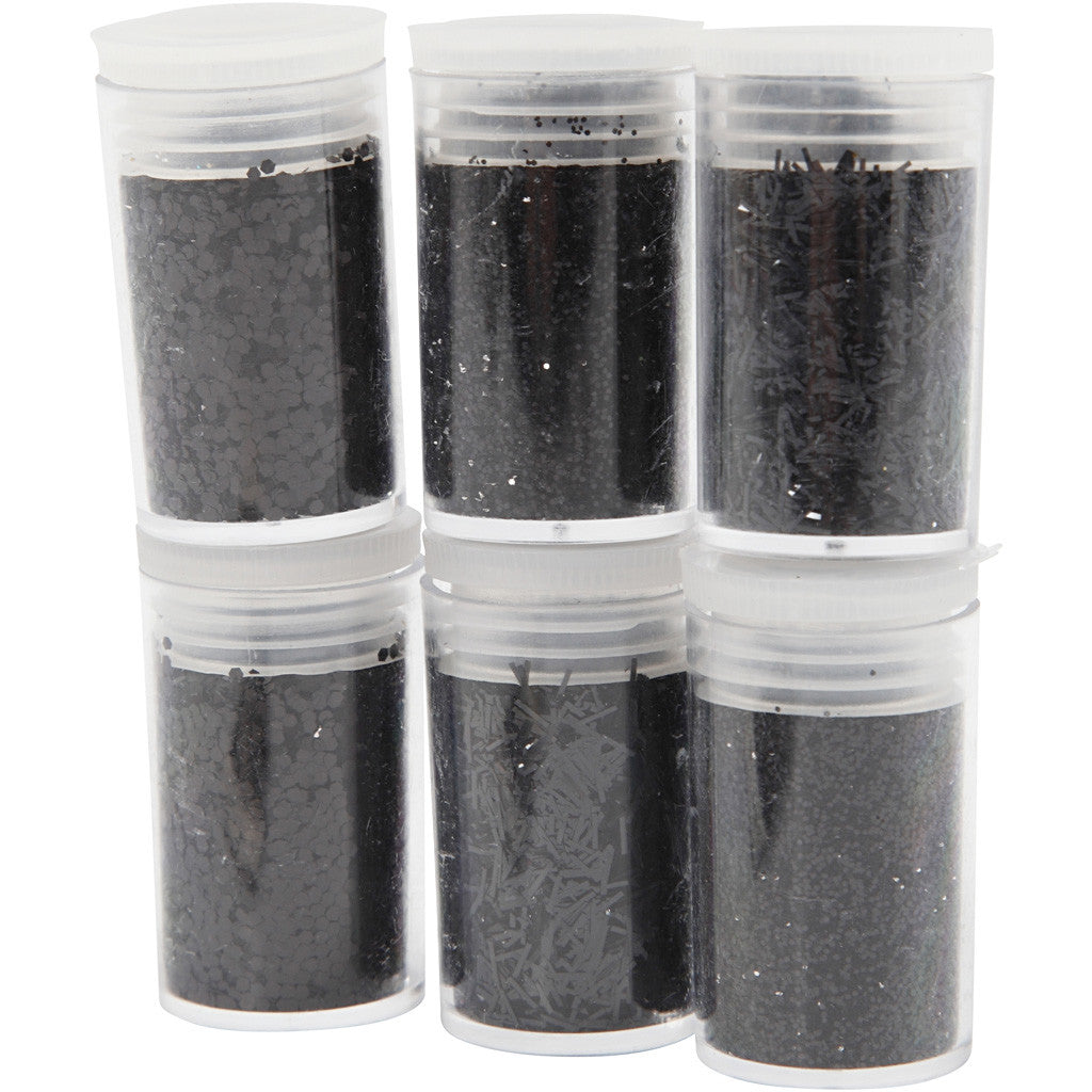 Paillettes et Sequins, noir, 6x5 gr/ 1 Pq. [HOB-28587]