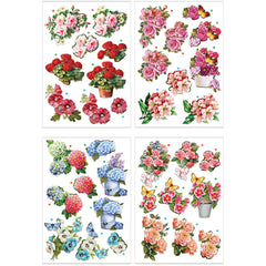 Motifs 3D, fleurs, feuille 21x30 cm, 4 flles/ 1 Pq. [HOB-28703]