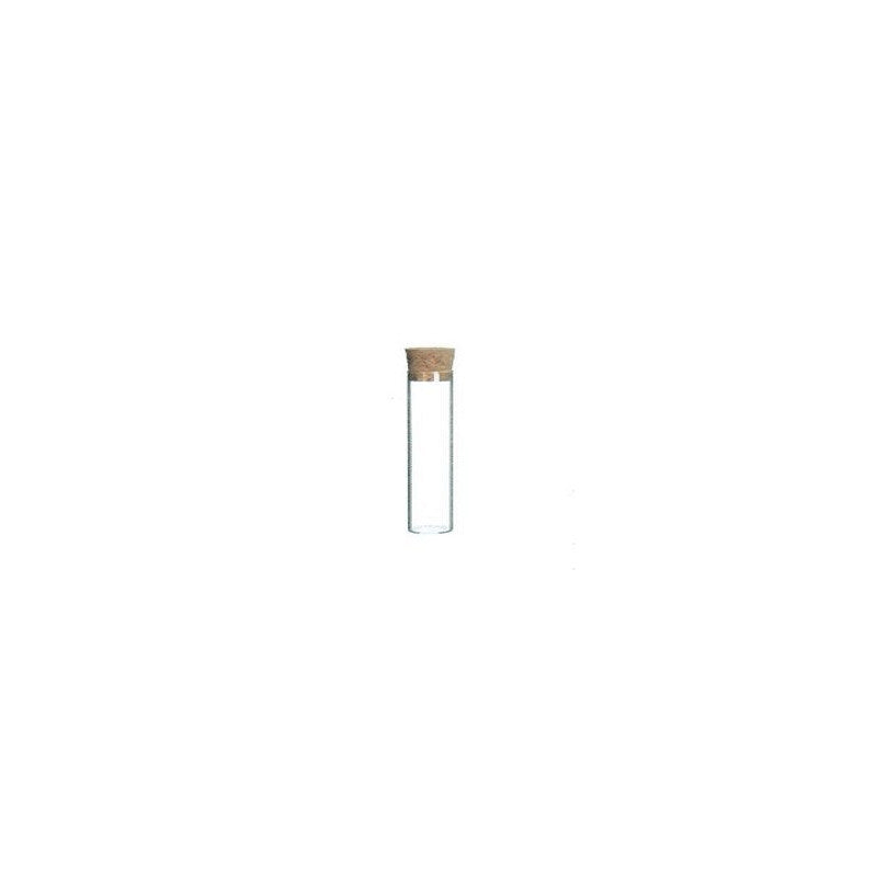 Tube à essai à fond plat avec bouchon en liège, H. 10 cm, Ø 2 cm (12 pièces) [IFS-29003]