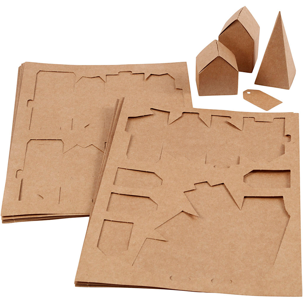 Maisons et arbres découpés, H : 5,7-10 Cm cm, 1 set [HOB-29040]