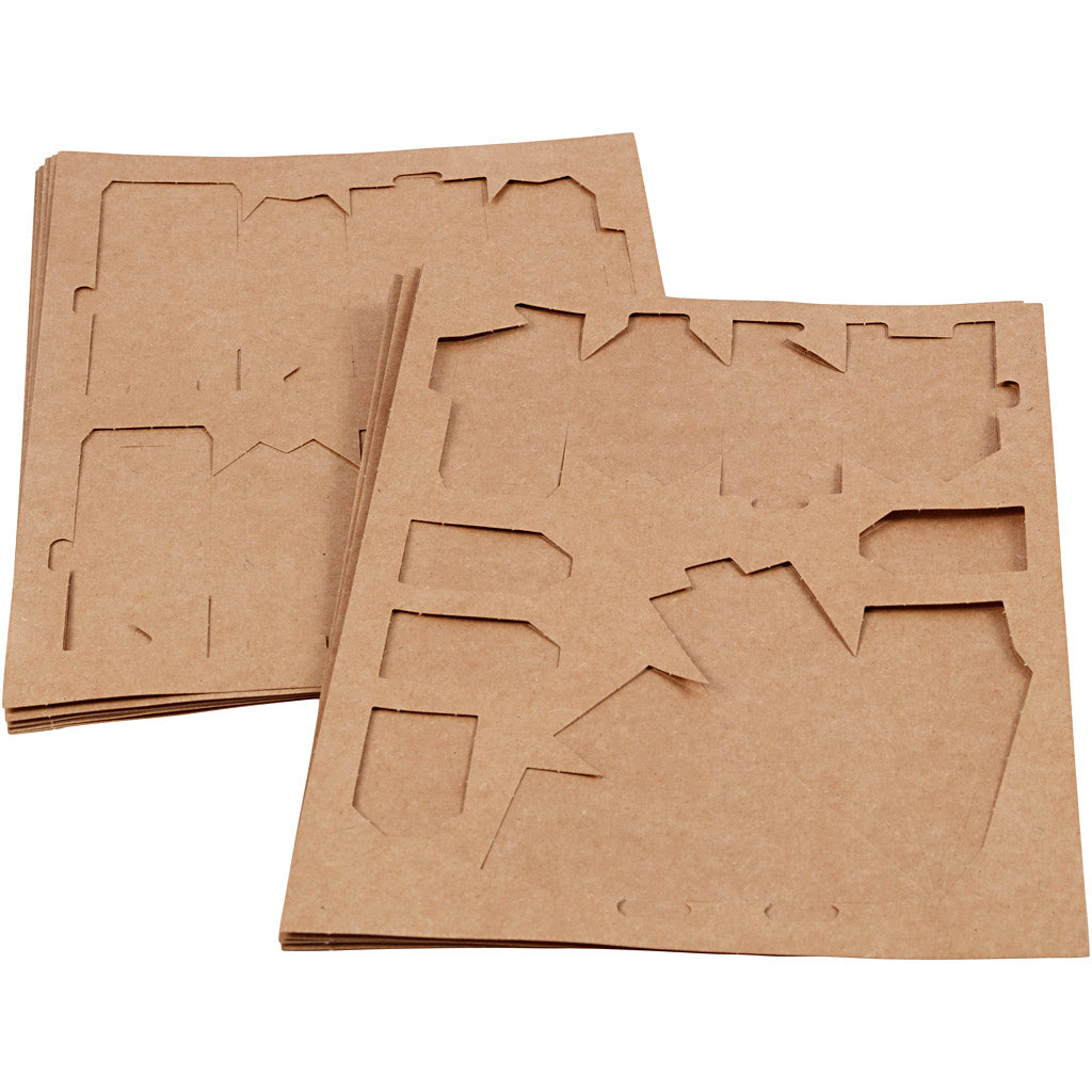 Maisons et arbres découpés, H : 5,7-10 Cm cm, 1 set [HOB-29040]