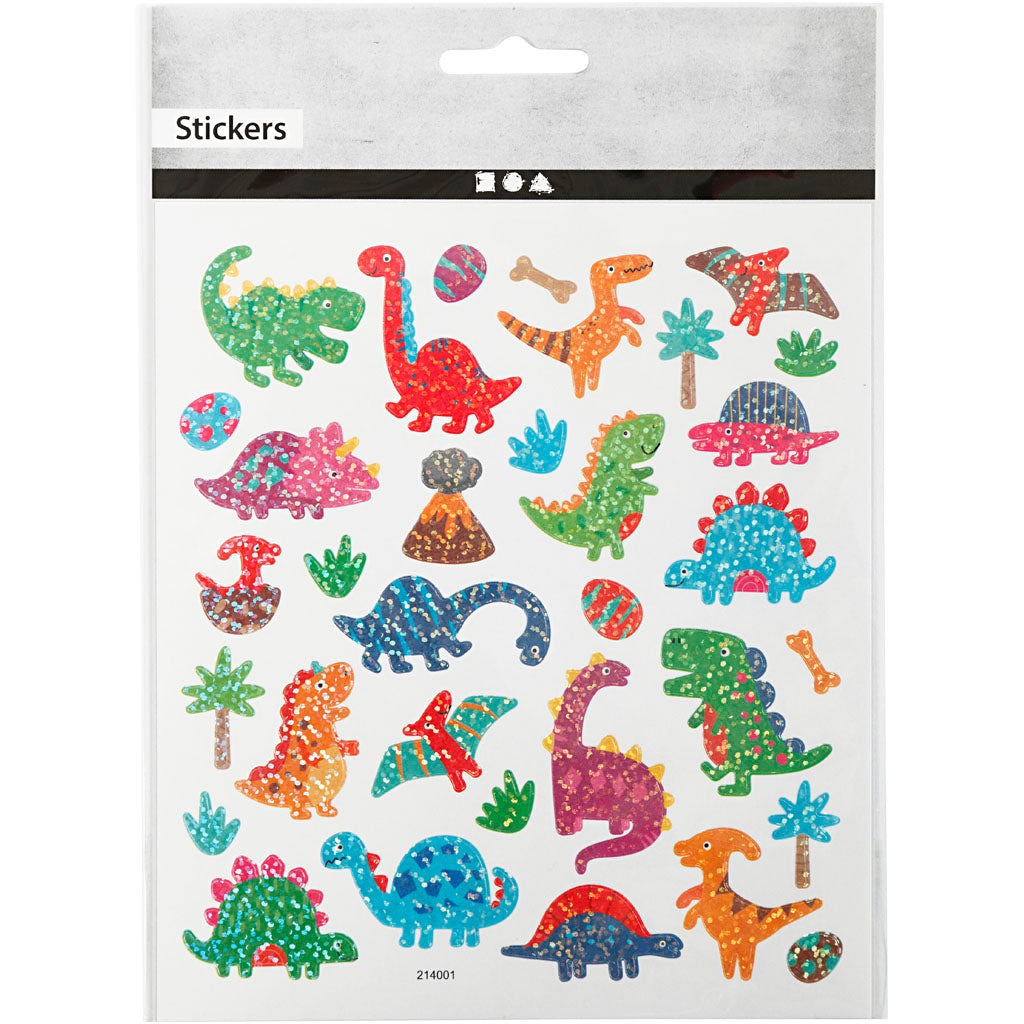 Autocollants, dino, feuille 15x16,5 cm, 1 flles [HOB-29049]