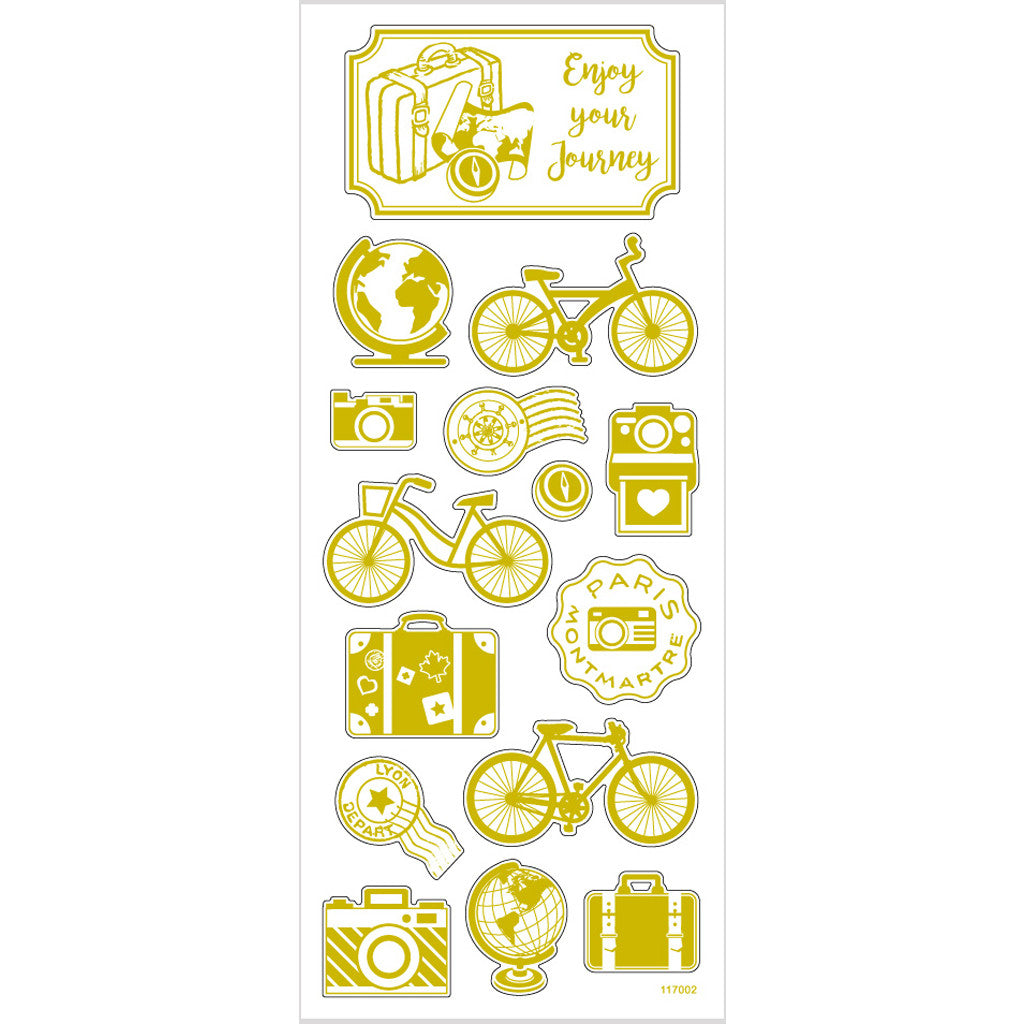 Autocollants Thank You, autour du monde, feuille 10x24 cm, ca. 15 pièce, or, 1 flles [HOB-29144]