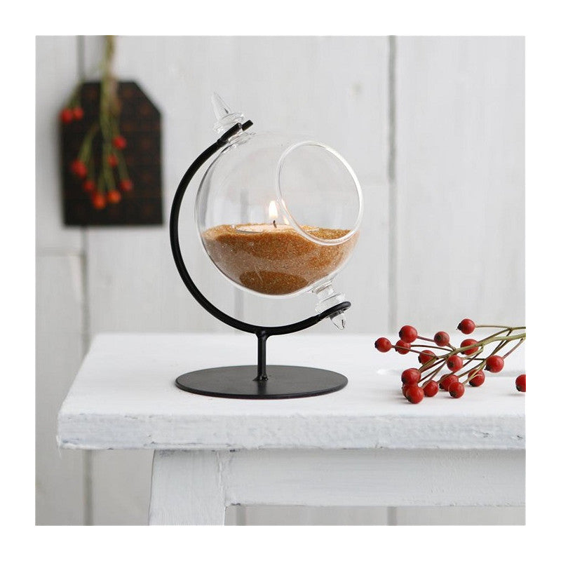 Globe en verre pour bougie chauffe-plat avec support Ø 8 cm, H. 14 cm (1 pièce) [IFS-29290]