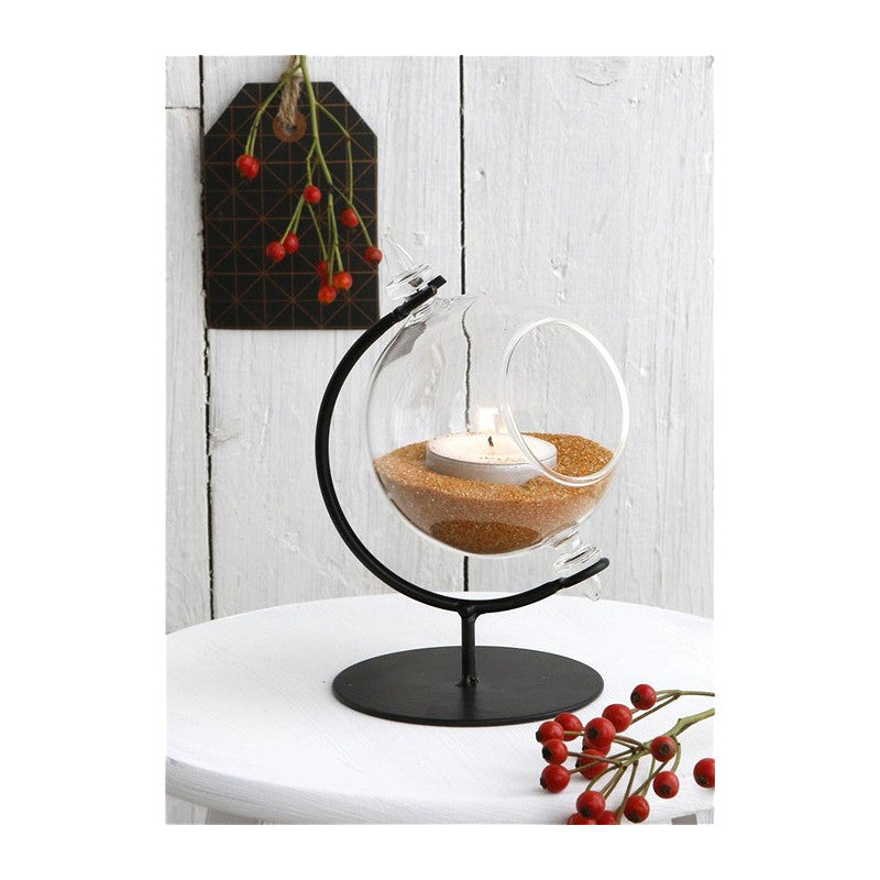 Globe en verre pour bougie chauffe-plat avec support Ø 8 cm, H. 14 cm (1 pièce) [IFS-29290]
