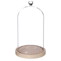 Cloche en verre avec base en bois et cœur Ø 17 cm, H. 30 cm (1 pièce) [IFS-29365]