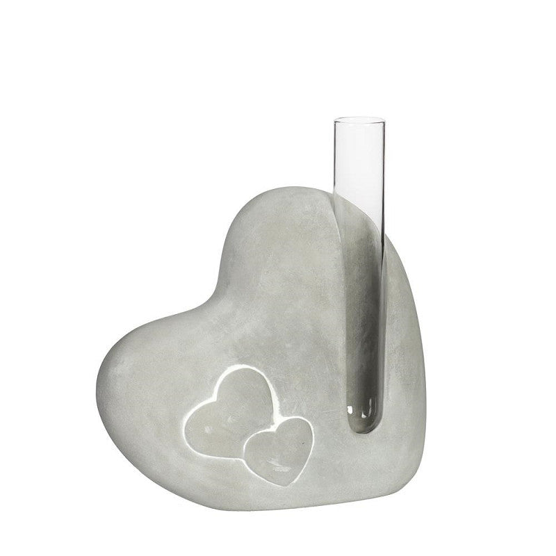 Cement heart with Glass Tube