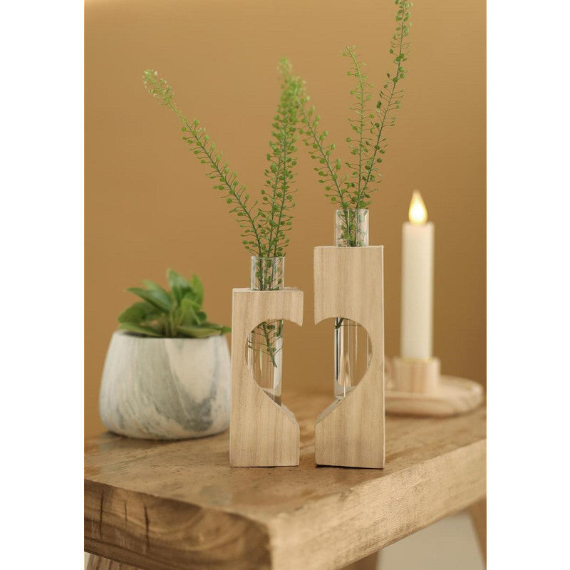 Support en bois en forme de cœur pour tube, L. 4 x l. 4 x H. 14,5 cm (lot de 6) [IFS-29637]