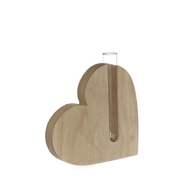 Cœur en bois avec tube 14 x 2,8 x H. 13 cm (6 pièces) [IFS-29642]
