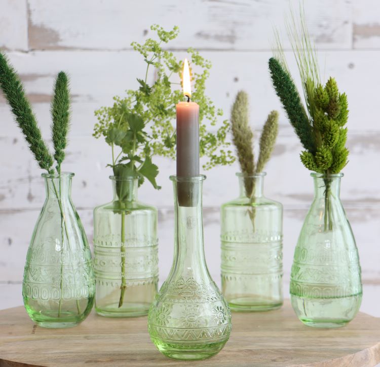 Vase à fleurs Paris Ø7,5cm et 16cm de haut Vert (12 pièces.) [IFS-29725]