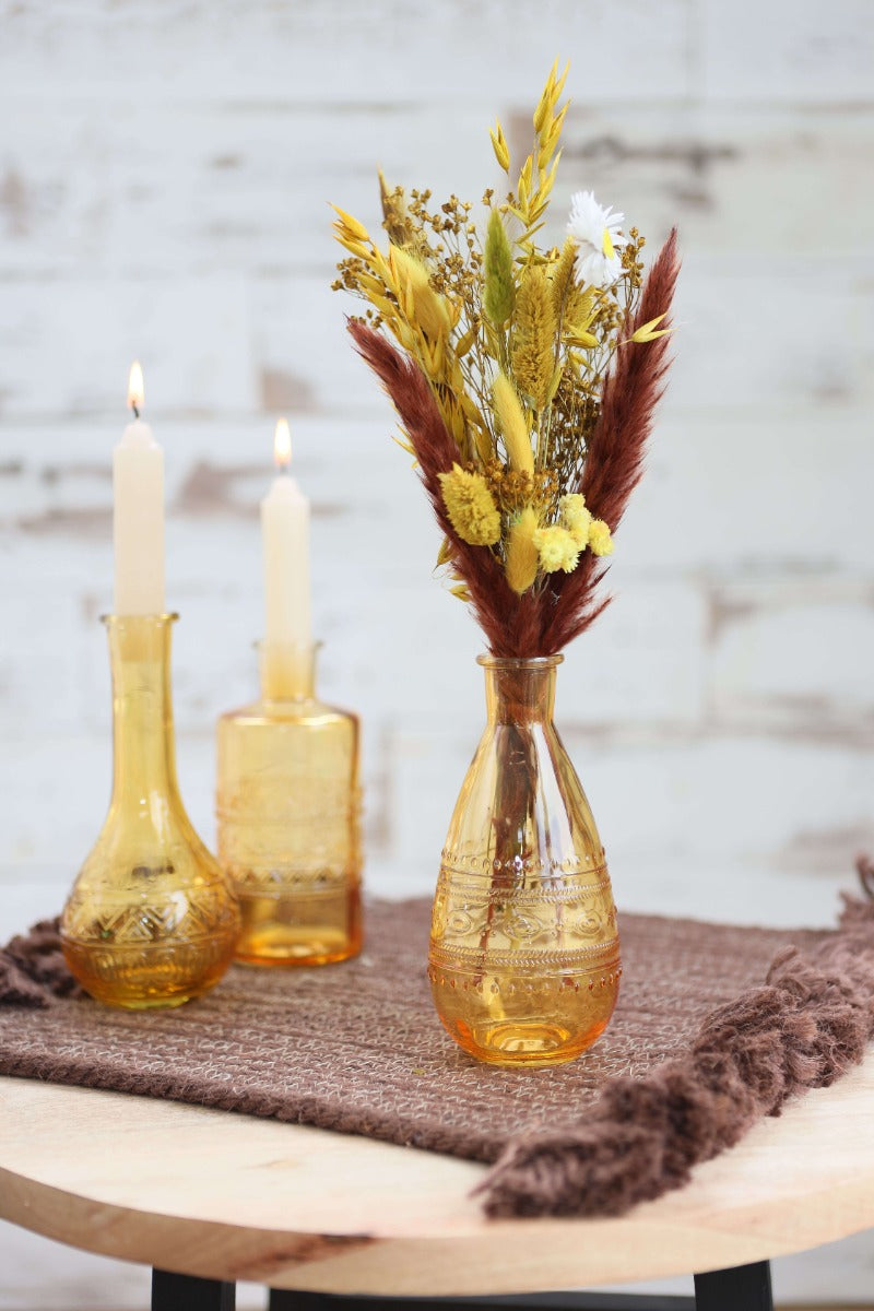 Vase à fleurs Rome Ø7.5cm et 16cm de haut Ocre (12 pièces.) [IFS-29732]