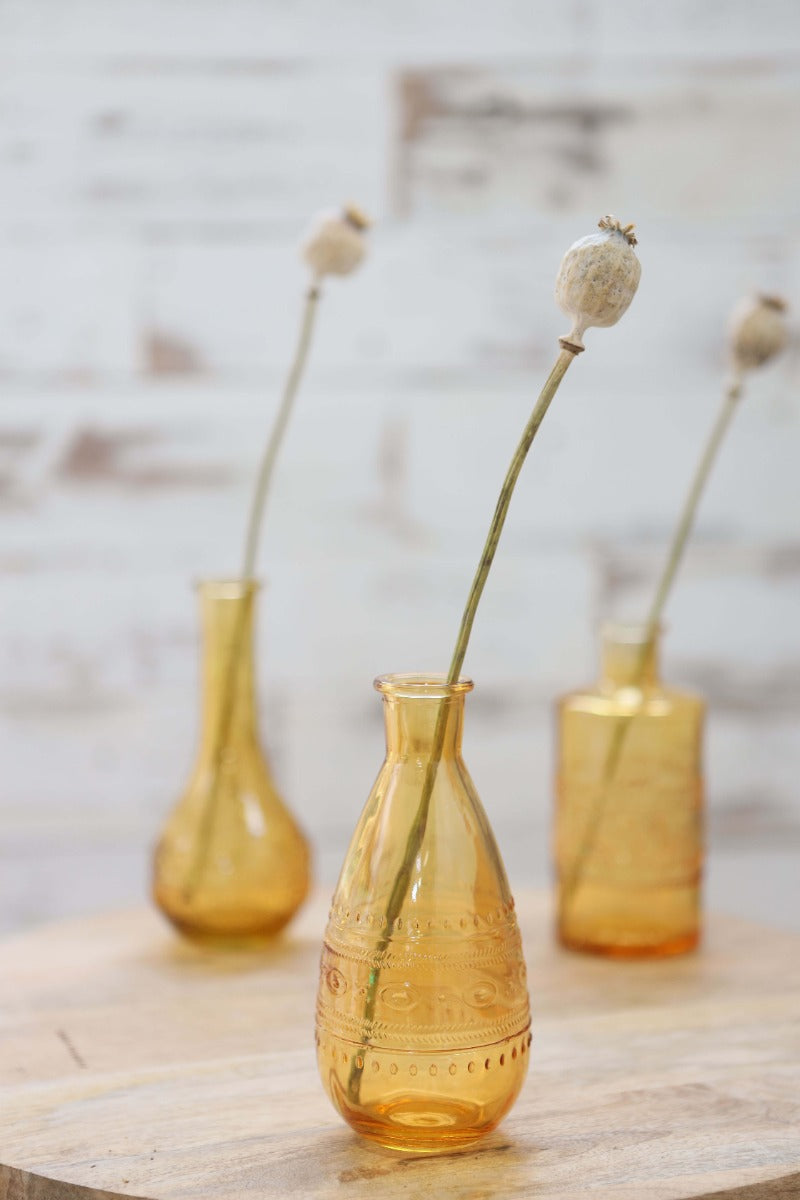 Vase à fleurs Porto Ø7.5cm et 14.5cm de haut Ocre (12 pièces.) [IFS-29742]