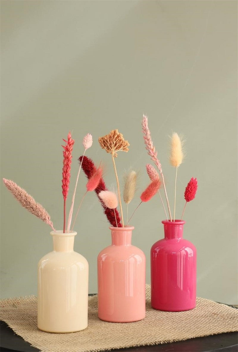 Bouteilles en verre Ø7 h: 12 cm Assorti Rose (12 Pcs) [IFS-29806]