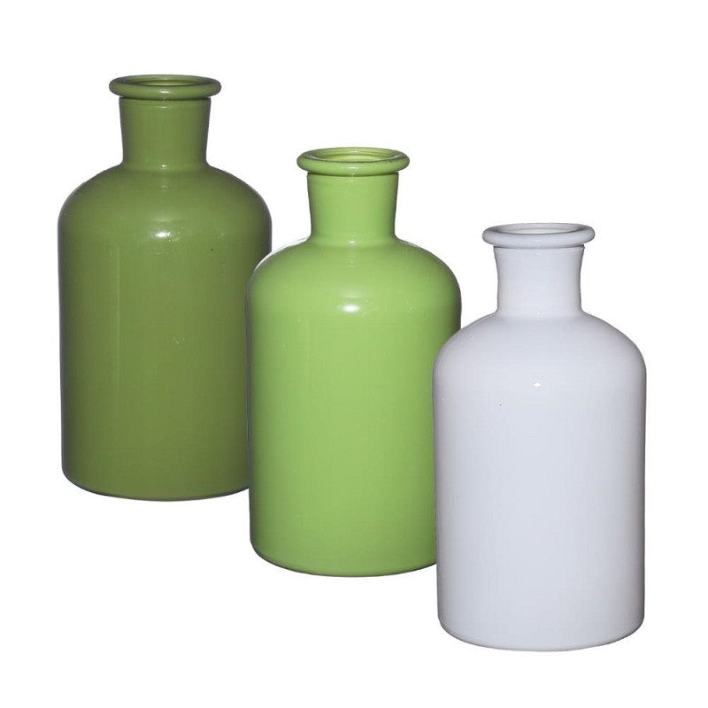 Bouteilles en verre Ø7 h: 12 cm Assorti Vert (12 Pcs) [IFS-29807]