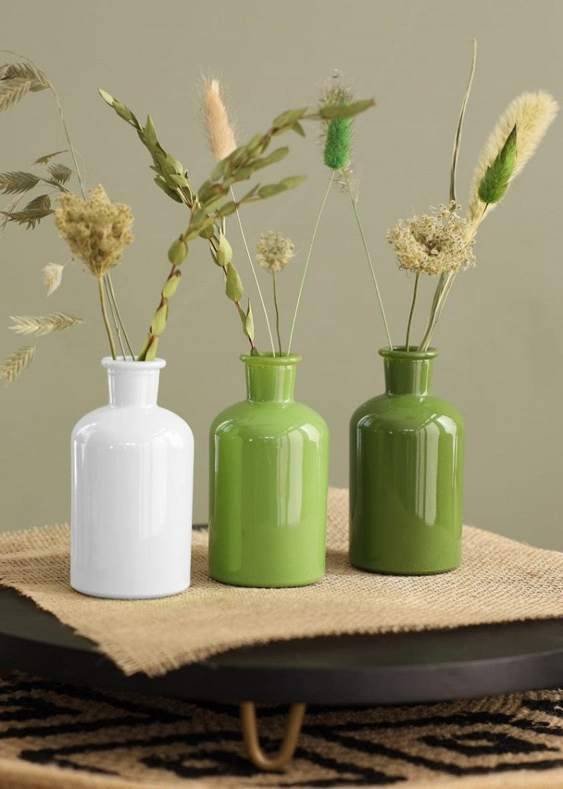 Bouteilles en verre Ø7 h: 12 cm Assorti Vert (12 Pcs) [IFS-29807]