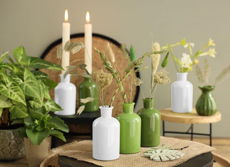 Bouteilles en verre Ø7 h: 12 cm Assorti Vert (12 Pcs) [IFS-29807]