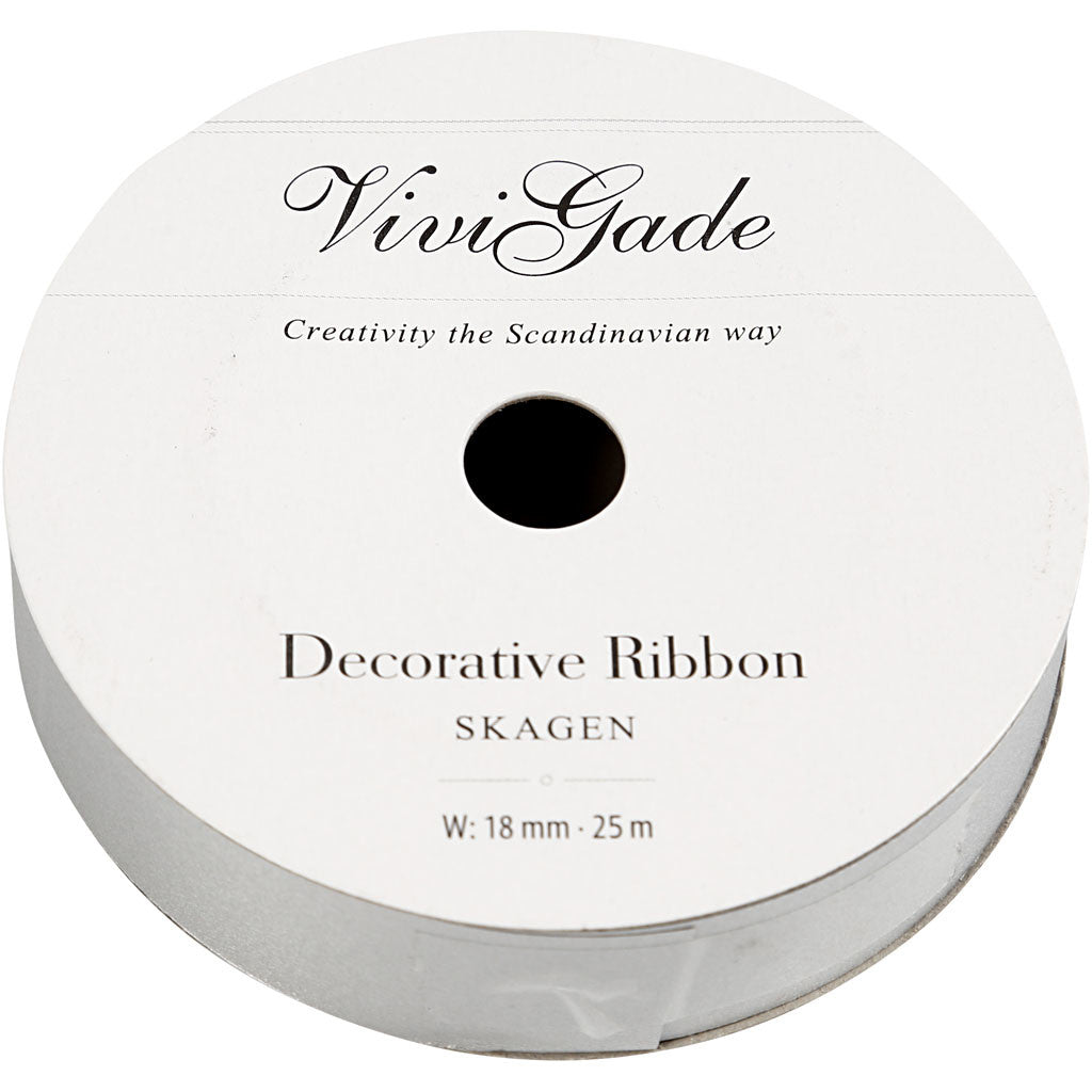 Ruban cadeau, L : 18 mm, mate, argent, 25 m/ 1 rouleau [HOB-20021]