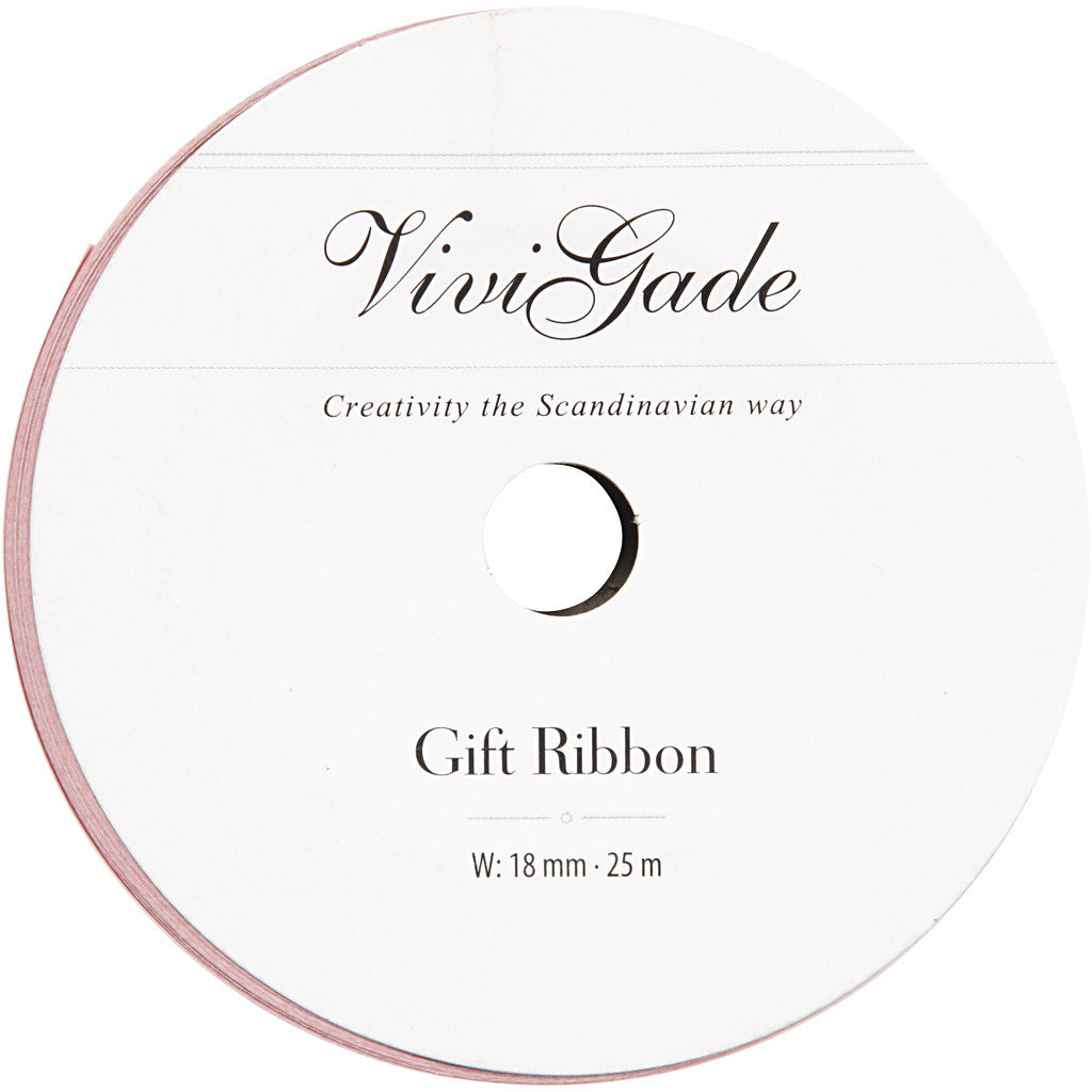 Ruban cadeau, L : 18 mm, mate, rose clair, 25 m/ 1 rouleau [HOB-20038]