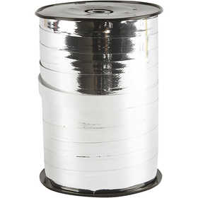 Ruban cadeau, L : 10 mm, brillante, argent métallique, 250 m/ 1 rouleau [HOB-20222]