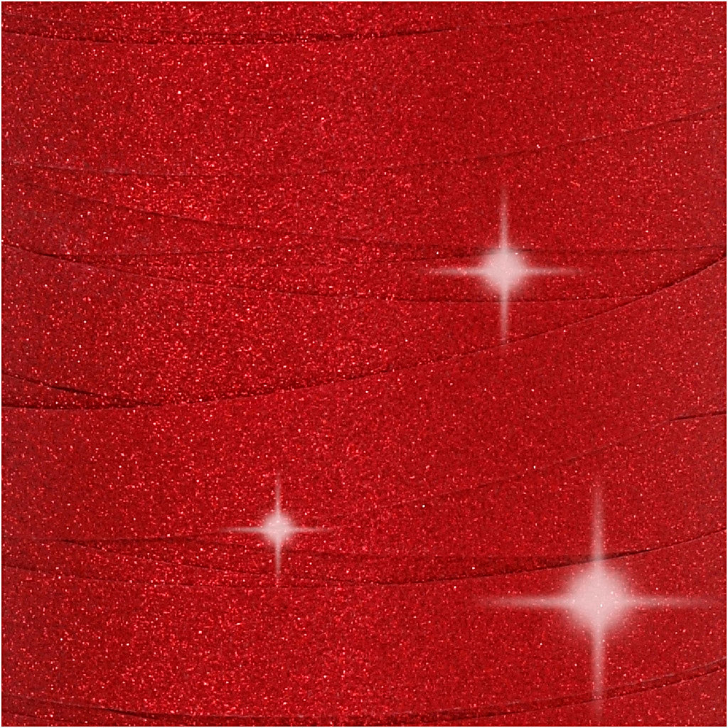 Ruban cadeau, L : 10 mm, paillettes, rouge, 100 m/ 1 rouleau [HOB-202414]