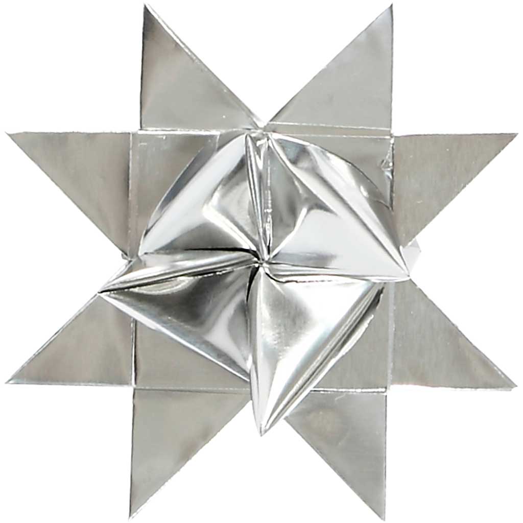 Bandes de papier étoiles, L : 45 cm, L : 10 mm, d 4,5 cm, argent, 100bandes/ 1 Pq. [HOB-20714]