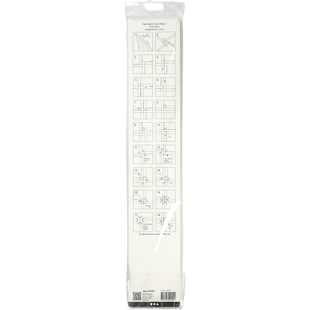 Bandes de papier étoiles, L : 73 cm, d 11,5 cm, L : 25 mm, argent, 100 bandes/ 1 Pq. [HOB-20725]