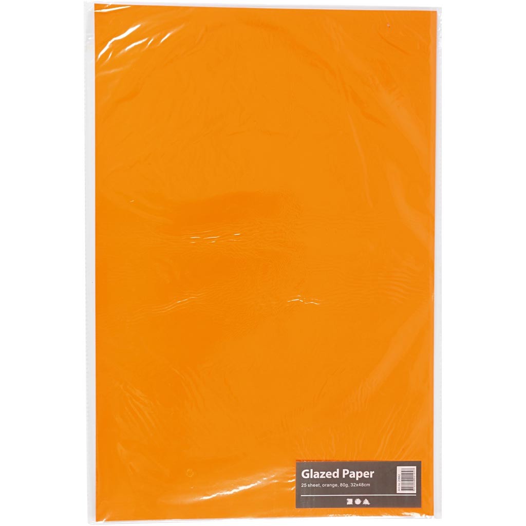 Papier Glacé, feuille 32x48 cm, 80 gr, orange, 25 flles/ 1 Pq. [HOB-20842]