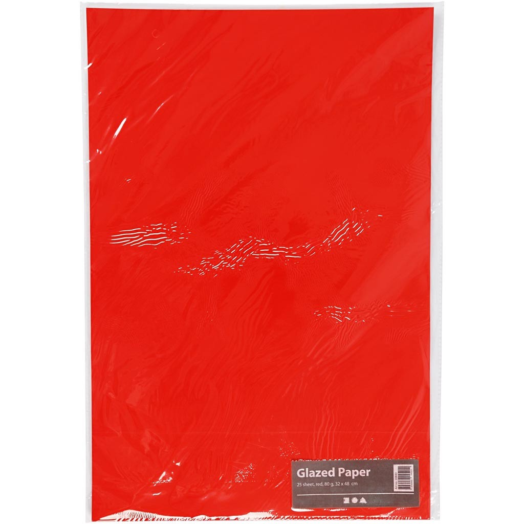 Papier Glacé, feuille 32x48 cm, 80 gr, rouge, 25 flles/ 1 Pq. [HOB-20843]