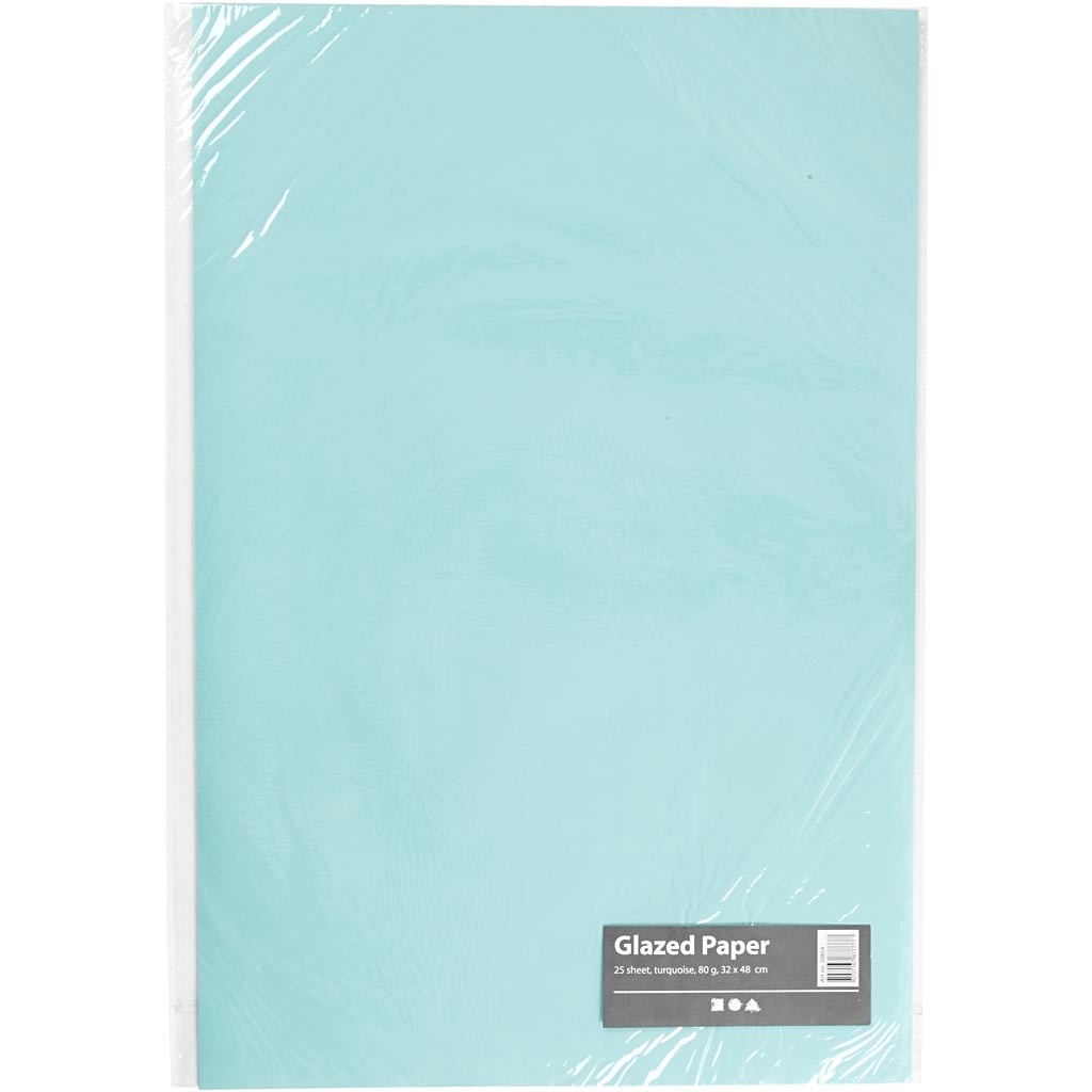 Papier Glacé, feuille 32x48 cm, 80 gr, turquoise, 25 flles/ 1 Pq. [HOB-20854]