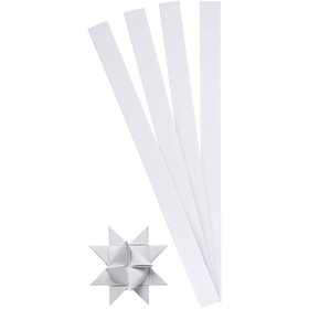 Bandes de papier étoiles, L : 45 cm, d 6,5 cm, L : 15 mm, blanc, 100 bandes/ 1 Pq. [HOB-209330]