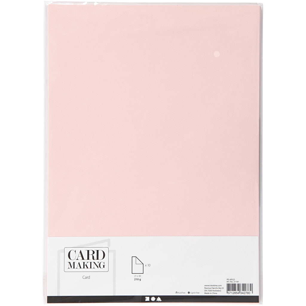 Papier cartonné, A4, feuille 210x297 mm, 210 gr, rose clair, 10 flles/ 1 Pq. [HOB-21181]