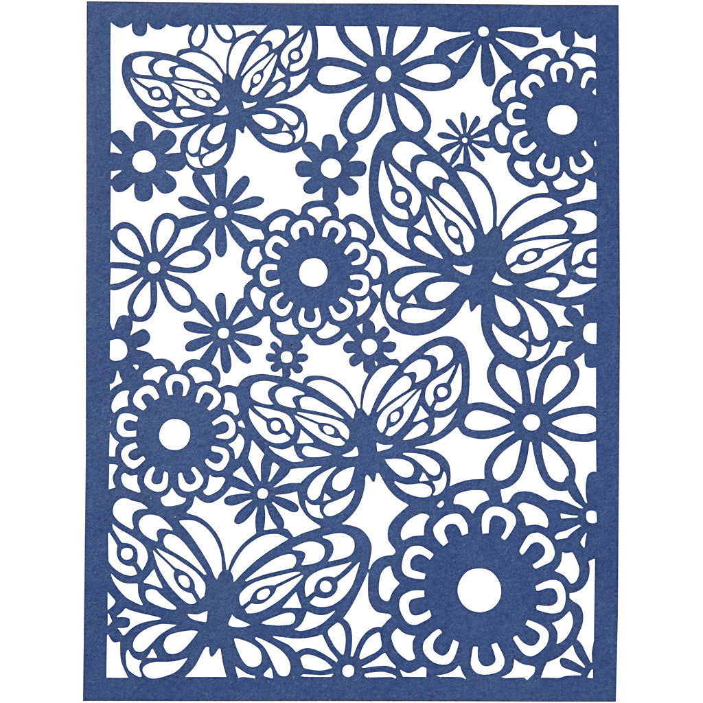Bloc de papier cartonné avec des motifs façon dentelle, A6, feuille 104x146 mm, 200 gr, bleu, bleu clair, bleu foncé, violet, 24 pièces/ 1 Pq. [HOB-21607]