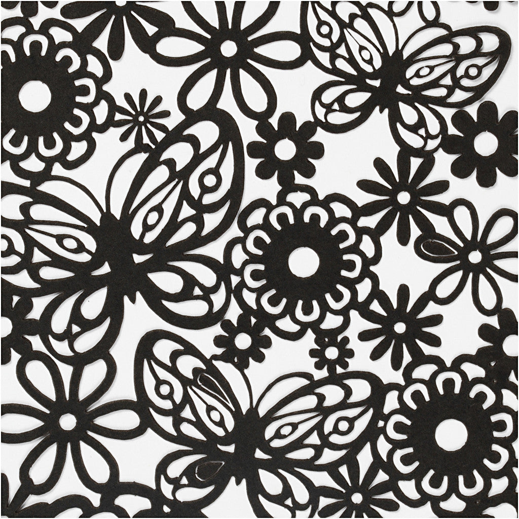 Papier cartonné motif dentelle, feuille 10,5x15 cm, 200 gr, noir, 10 pièces/ 1 Pq. [HOB-216912]