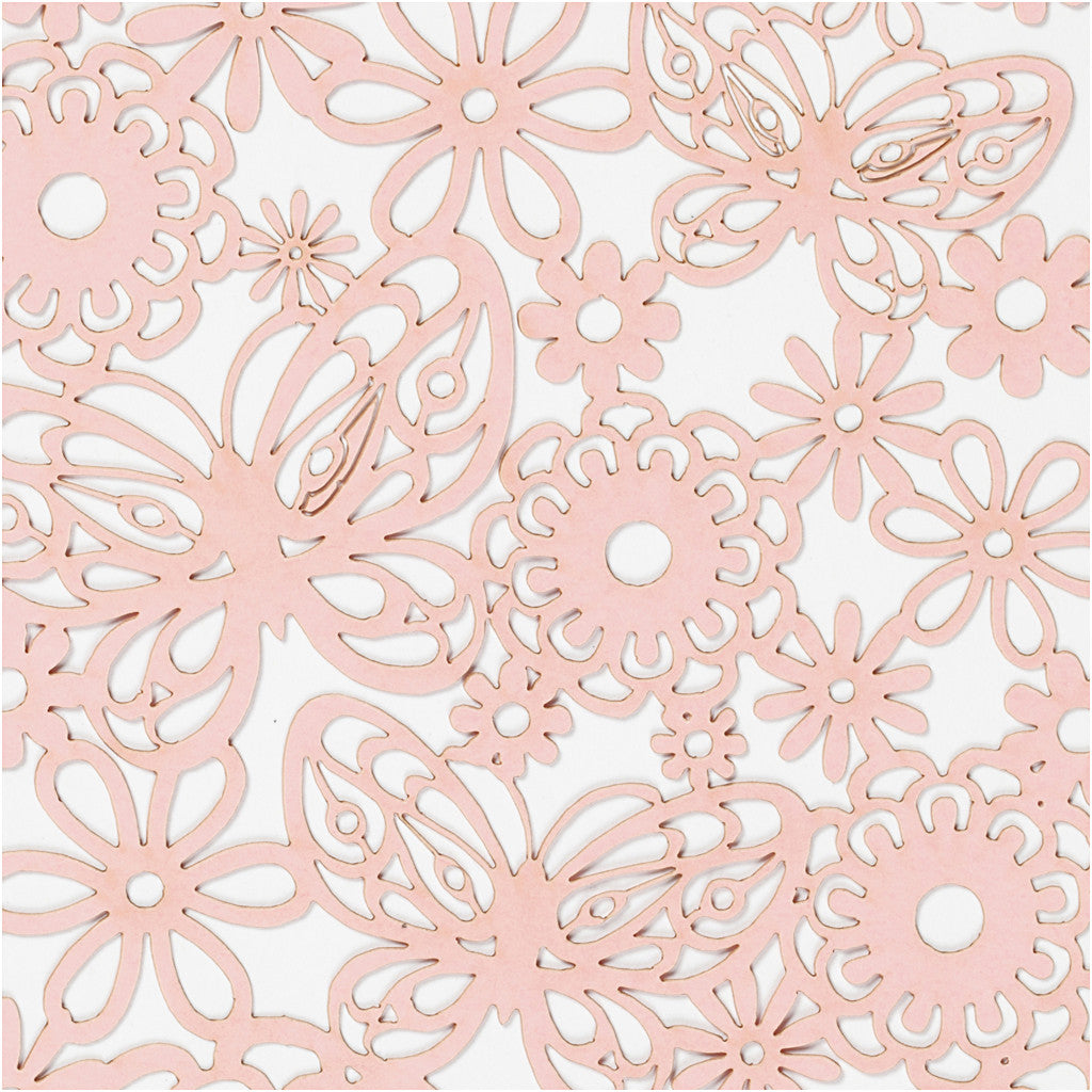 Papier cartonné motif dentelle, feuille 10,5x15 cm, 200 gr, rose clair, 10 pièces/ 1 Pq. [HOB-216919]