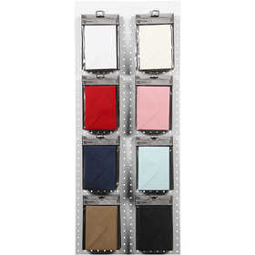 Enveloppes, dimension enveloppes 11,5x16 cm, 110 gr, noir, bleu, rouge, blanc, 8x10 Pq./ 1 Pq. [HOB-217023]