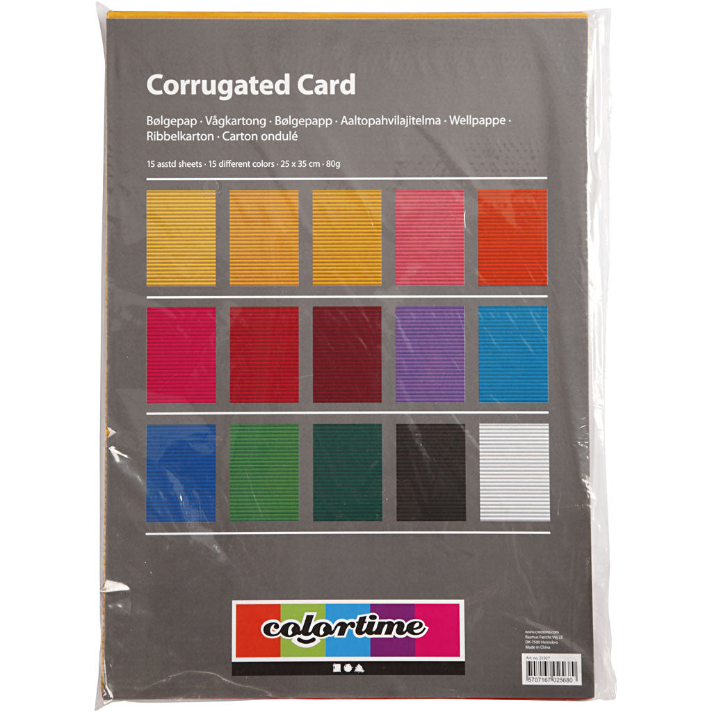 Carton ondulé, feuille 25x35 cm, 80 gr, 15 flles ass./ 1 Pq. [HOB-21927]