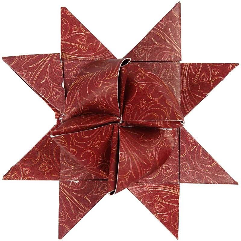 Bandes de papier étoiles, L : 44+78 cm, d 6,5+11,5 cm, L : 15+25 mm, rouge, blanc, 60 bandes/ 1 Pq. [HOB-22248]