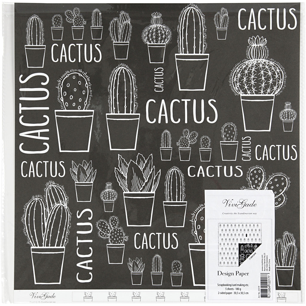 Papier Design, cactus, 180 gr, 5 flles/ 1 Pq. [HOB-22519]