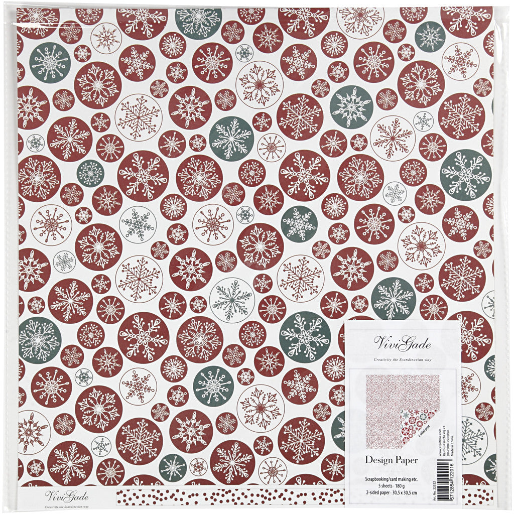 Papier Design, Cristaux de glace et points, feuille 30,5x30,5 cm, 180 gr, 5 flles/ 1 Pq. [HOB-22522]