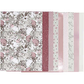 Bloc de papier design, dim. 21x30 cm, 120+128 gr, beige, brun, rose, blanc, 24 flles/ 1 Pq. [HOB-22535]