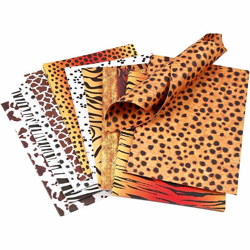 Papier cartonné à motifs animaux, A4, feuille 210x297 mm, 300 gr, 10 flles ass./ 1 Pq. [HOB-229840]