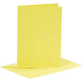 Cartes et enveloppes, dimension carte 10,5x15 cm, dimension enveloppes 11,5x16,5 cm, 110+220 gr, jaune, 6 set/ 1 Pq. [HOB-23012]